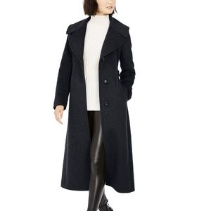 Calvin Klein notch collar maxi coat in "midnight"